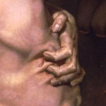 Dante and Virgill in hell hand detail.