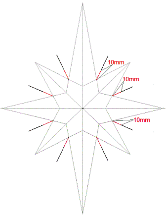 Free step by step guide on drawing an eight pointed star.