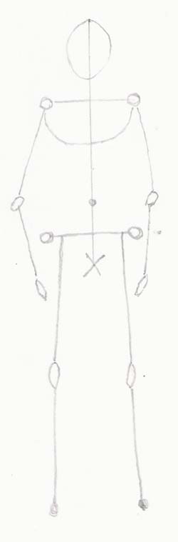 How to draw a female body, female stick person cleaned up.