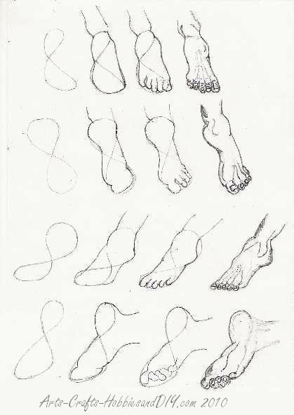 Drawing feet using the figure 8. Figure eight feet