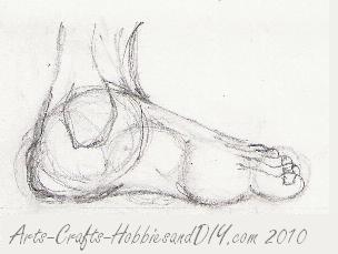 How to draw feet. Foot from side sketch 1a.