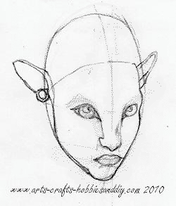 Avatar, Na'Vi female face. Initial sketch