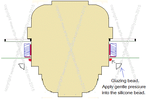 secondary glazing silicone and glazing bead assembly