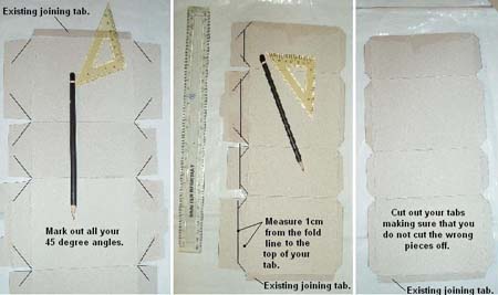 Marking out the box tabs